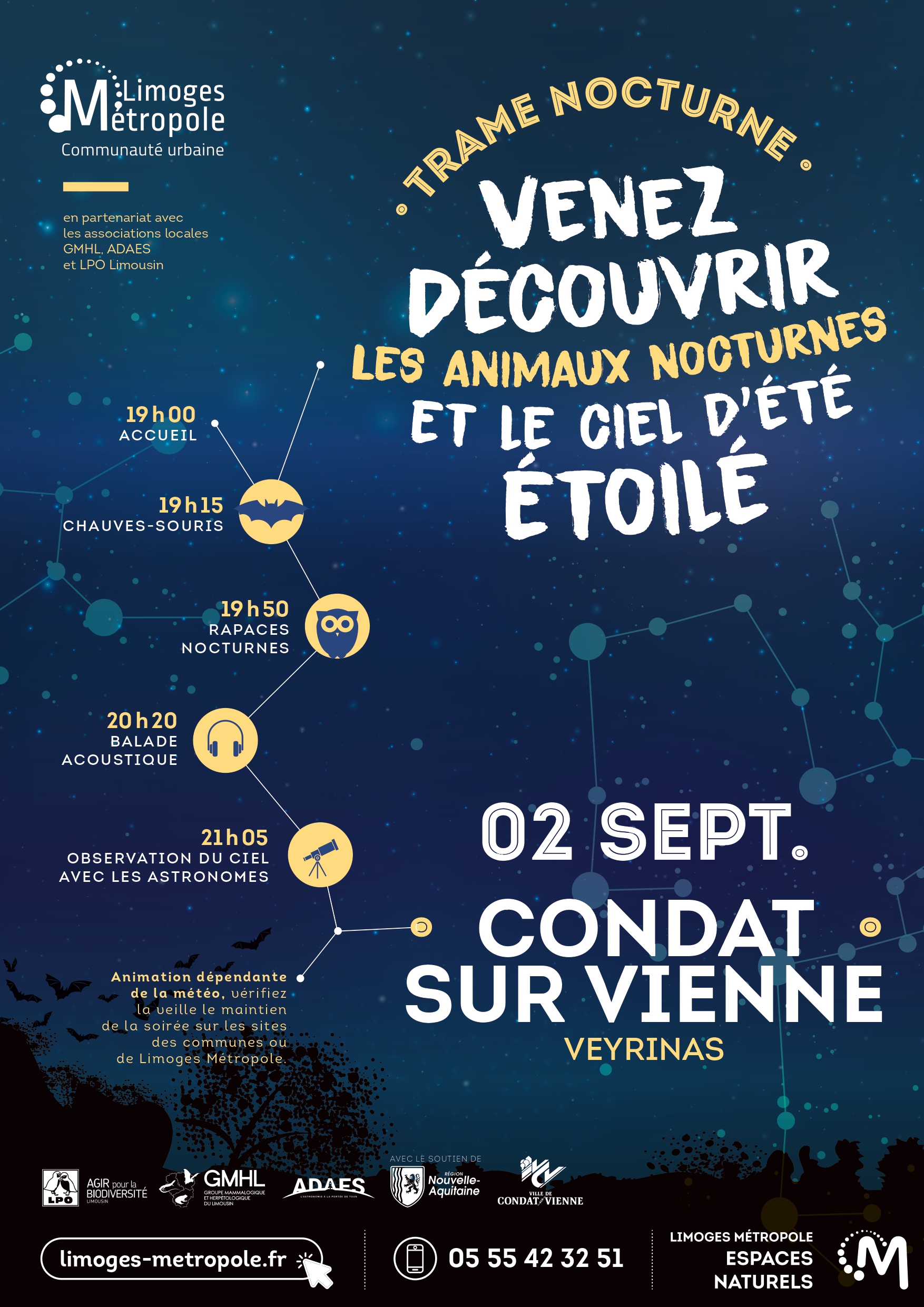 Animation Trame Nocturne sur les Chauves-souris à Condat-sur-Vienne @ Veyrinas