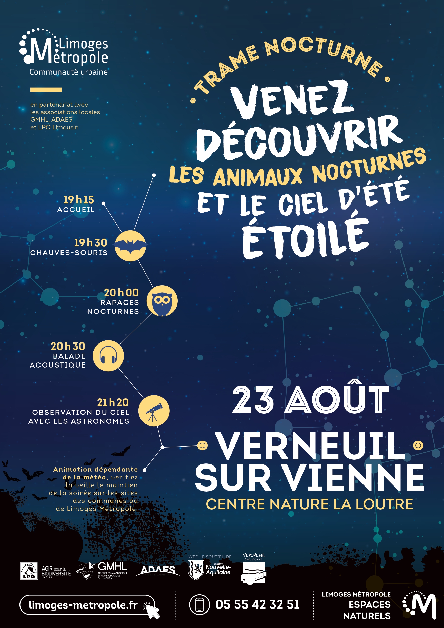 Animation Trame Nocturne sur les Chauves-souris à Verneuil-sur-Vienne @ Centre Nature La Loutre